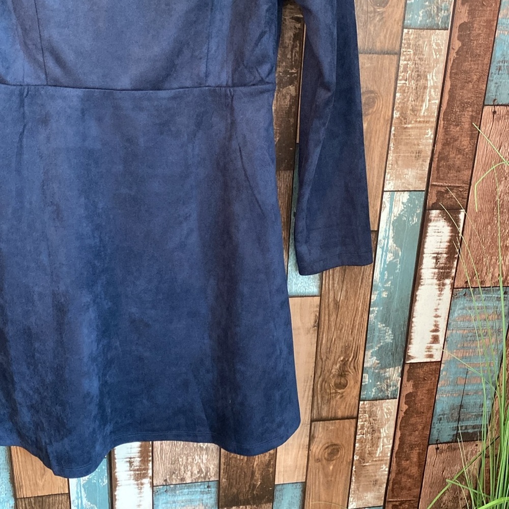 Allegra K medium blue soft V-neck knee length dress - Picture 14 of 16